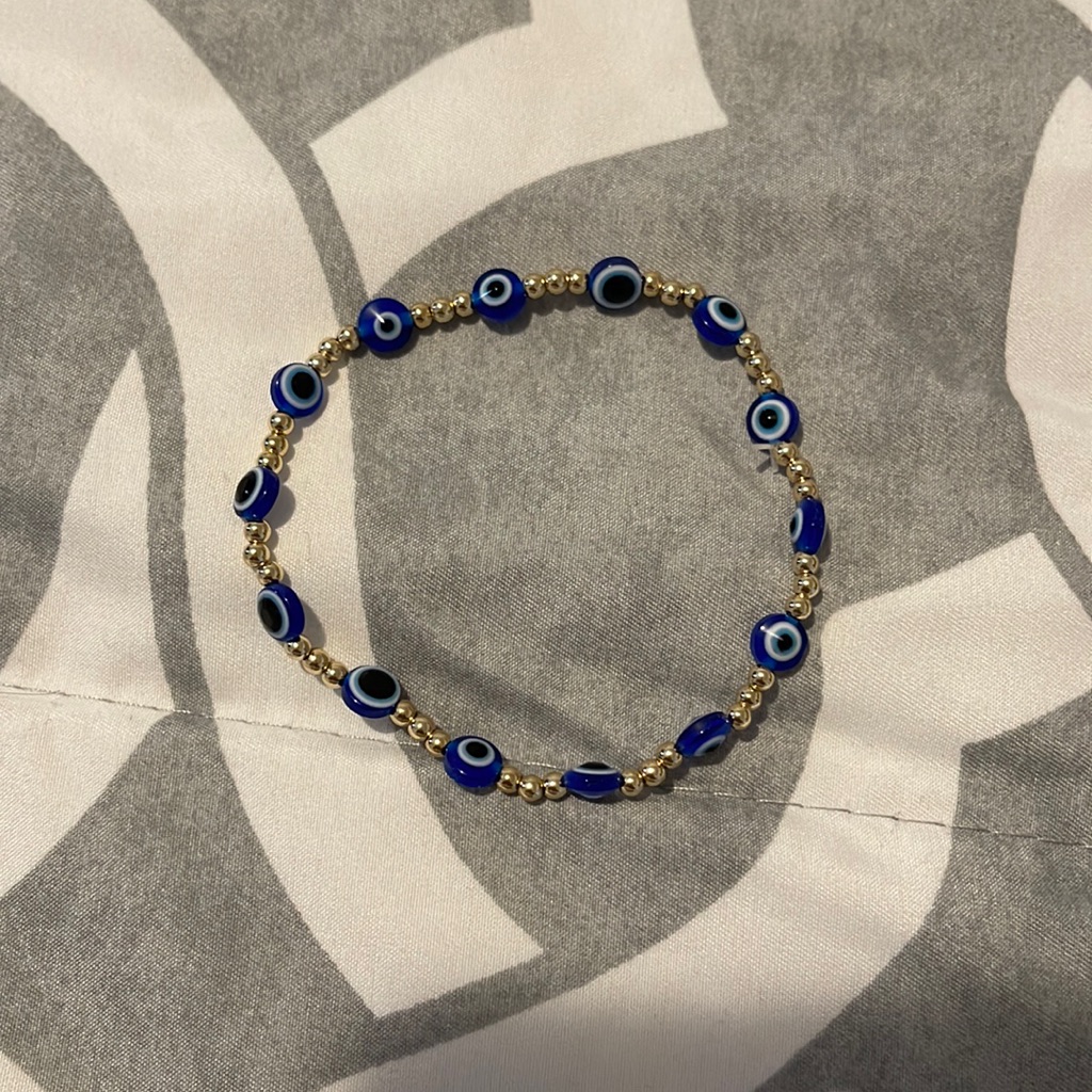 Evil Eye Bracelet Long Lasting Brass Gold Plated Beads